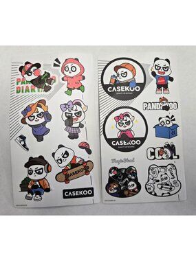 Casekoo Panda Sticker Sheets 2 Pc Lot Personalize Laptops Lockers Phone Case